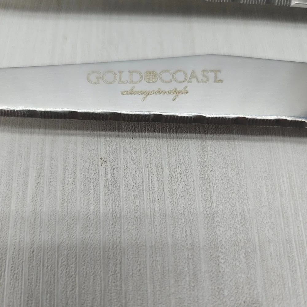 Gold Coast Steak Knife Set 6 Piece Black Handle Stainless Steel Serrated 9 inch